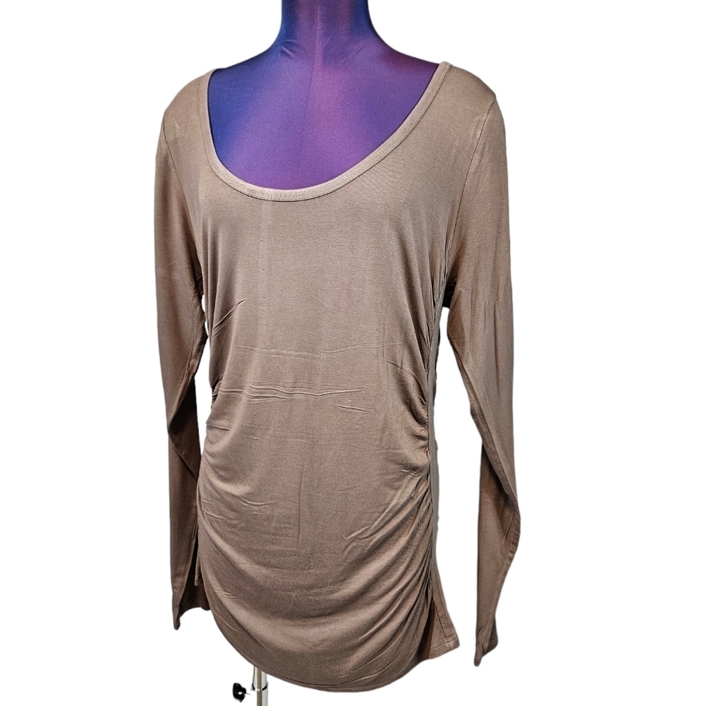 Venus Tan Taupe Long Sleeve Fitted Tee-Shirt Size XL Women's‎